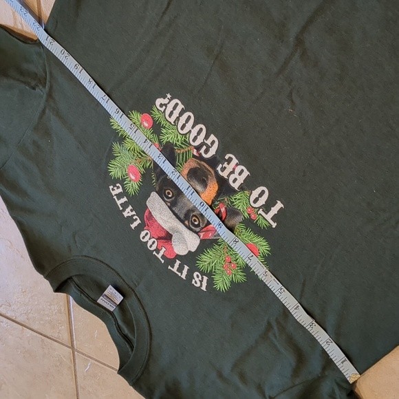"It's To Late To Be Good' Christmas Holiday T-Shirt Size Large - Picture 4 of 4